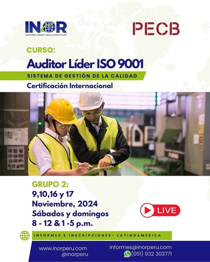Auditor Líder ISO 9001 PECB (Grupo 2)